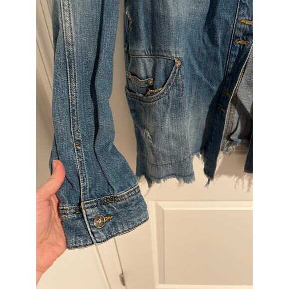 Free People Moon Child Distressed Denim Jacket – Size XS - Picture 4 of 5